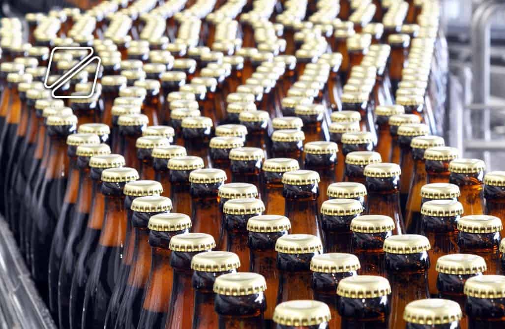 Bottling plant showing bottles on conveyer